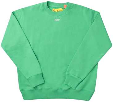 Juniors Off Stamp Plain Crewneck Sweatshirt in Groen Wit voor jongens