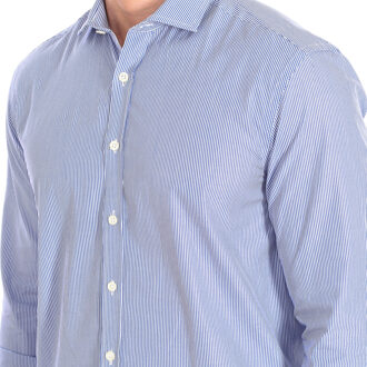 JUNO5 herenoverhemd met lange mouwen en reverskraag met knoopsluiting Blauw - EU 38