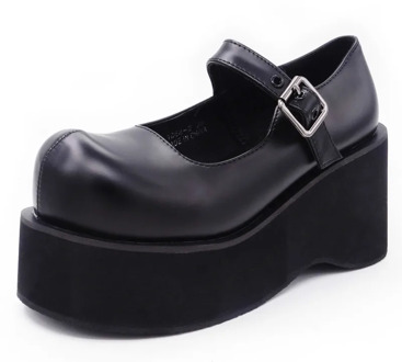 JUNSRM 2020 Platform Shoes Spring Autumn Harajuku Gothic Punk Black Shoes High Platform Lolita Shoes Wedges Autumn Shoe
