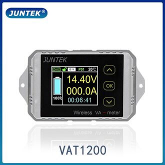 Juntek VAT1200 100V 200A Draadloze Ampèremeter Voltmeter Batterij Capaciteit Monitoring Coulomb Teller 12V 24V 48V Kleur scherm Meter