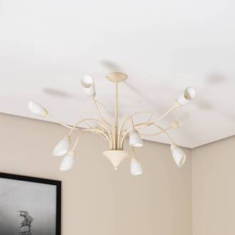 Jupiter Gloriosa plafondlamp, glas, crème, 10-lamps crème, wit