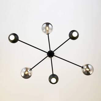Jupiter Hanglamp Moka, zwart, glas, 6-lamps, G9, GU10 zwart, rookgrijs