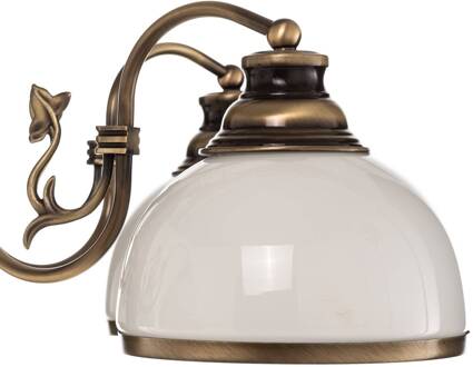 Jupiter Hanglamp Petro met glazen kappen, 5-lamps oud-messing, wit