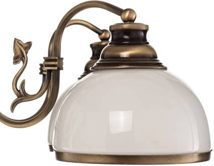 Jupiter Hanglamp Petro met glazen kappen, 5-lamps oud messing, wit