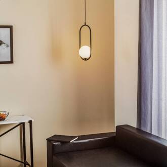 Jupiter Hanglamp Samba, opaalglas/zwart 1-lamp opaalwit, zwart, messing