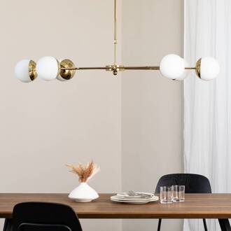 Jupiter Hanglamp Trento, zwart, glas, 6-lamps, G9 goud, opaalwit