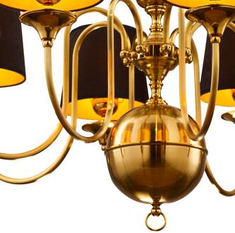 Jupiter Kroonluchter Baranio, messingkleurig/zwart, Ø 100 cm 8-lamps. messing, zwart