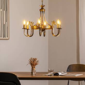 Jupiter Kroonluchter Castle, licht gepatineerd, Ø 62 cm, metaal, 6-lamps. messing licht gepatineerd