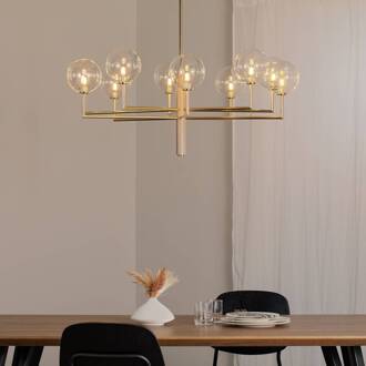 Jupiter Kroonluchter Feme, goudkleurig, glas, 10-lamps, G9 goud, helder
