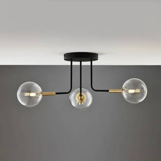 Jupiter Plafondlamp Burano, 3-lamps, zwart, glas, 31 cm hoog, G9 zwart, goud, transparant