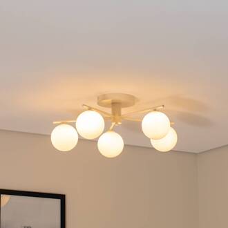 Jupiter Prato plafondlamp, crème, glas, 5-lamps crème, wit