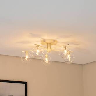 Jupiter Prato plafondlamp, crème/helder, glas, 5-lamps crème, helder