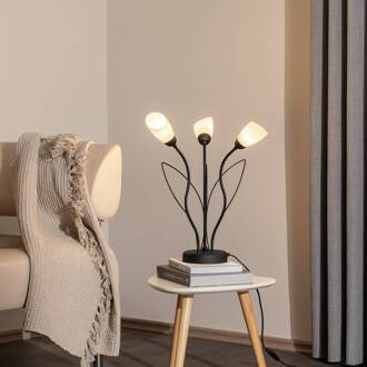 Jupiter Tafellamp Gloriosa, zwart, glas, 3-lamps zwart, wit