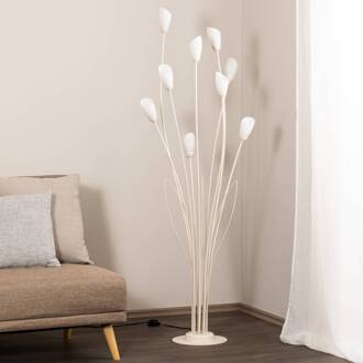 Jupiter Vloerlamp Gloriosa, crème, glas, 9-lamps crème, wit