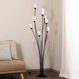 Jupiter Vloerlamp Gloriosa, zwart, glas, 9-lamps zwart, wit