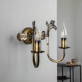 Jupiter Wandlamp Castle licht gepatineerd 2-lamps messing licht gepatineerd
