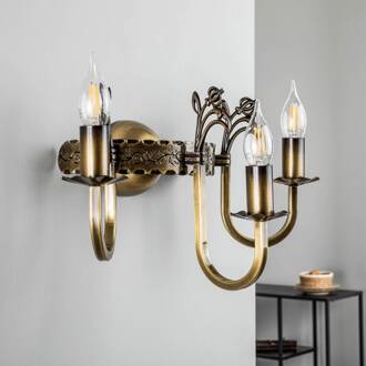 Jupiter Wandlamp Castle licht gepatineerd 3-lamps messing licht gepatineerd