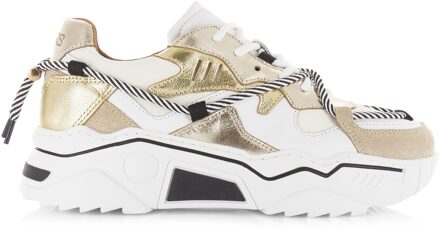 Jupiter white / champagne lage sneakers dames Wit - 36