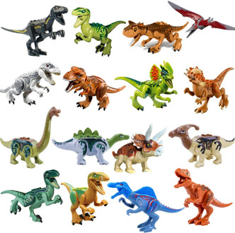 Jurassic Dinosaur World Building Blocks Series Velociraptor T-Rex Triceratops Assembles Figure Bricks Toys