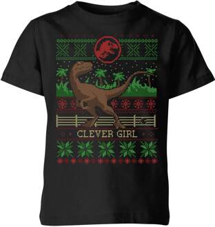 Jurassic Park Clever Girl Kids' Christmas T-Shirt - Black - 98/104 (3-4 jaar) Zwart - XS
