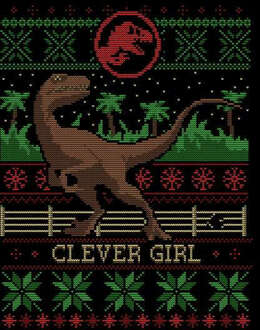 Jurassic Park Clever Girl Women's Christmas Jumper - Black - M Zwart