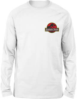 Jurassic Park Logo Embroidered Unisex Long Sleeved T-Shirt - White - XL