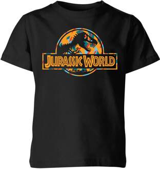 Jurassic Park Logo Tropical Kids' T-Shirt - Black - 110/116 (5-6 jaar) - Zwart - S