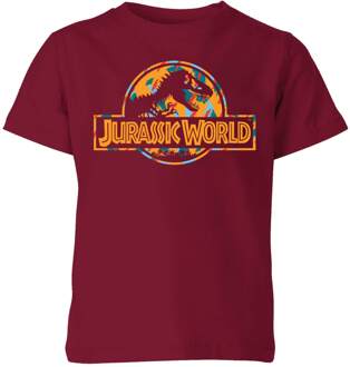 Jurassic Park Logo Tropical Kids' T-Shirt - Burgundy - 110/116 (5-6 jaar) - Burgundy - S