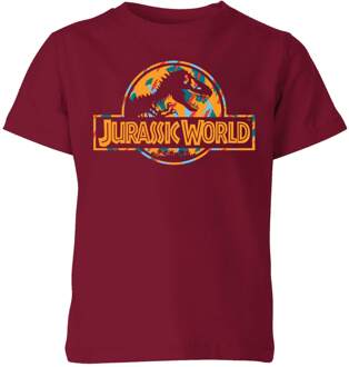 Jurassic Park Logo Tropical Kids' T-Shirt - Burgundy - 122/128 (7-8 jaar) Rood - M