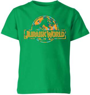 Jurassic Park Logo Tropical Kids' T-Shirt - Green - 122/128 (7-8 jaar) - Groen - M