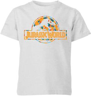 Jurassic Park Logo Tropical Kids' T-Shirt - Grey - 134/140 (9-10 jaar) Grijs