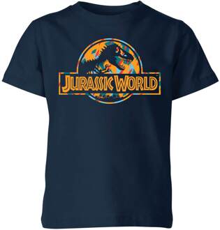 Jurassic Park Logo Tropical Kids' T-Shirt - Navy - 122/128 (7-8 jaar) Blauw - M