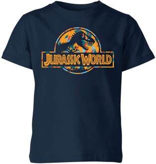 Jurassic Park Logo Tropical Kids' T-Shirt - Navy - 98/104 (3-4 jaar) Blauw - XS