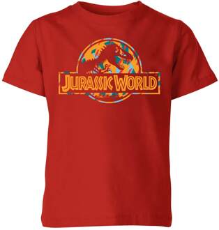 Jurassic Park Logo Tropical Kids' T-Shirt - Red - 134/140 (9-10 jaar) - Rood