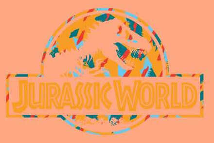 Jurassic Park Logo Tropical Men's T-Shirt - Coral - XXL Oranje