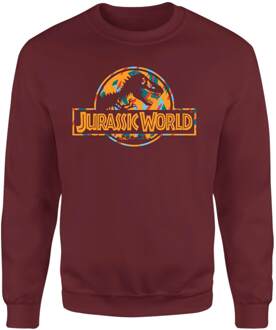 Jurassic Park Logo Tropical Sweatshirt - Burgundy - M - Burgundy