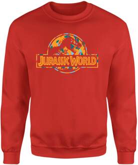 Jurassic Park Logo Tropical Sweatshirt - Red - S Rood
