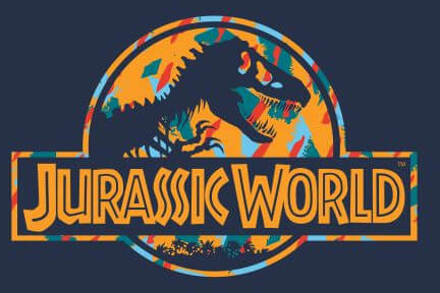 Jurassic Park Logo Tropical Women's T-Shirt - Navy - XL Blauw