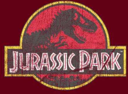 Jurassic Park Logo Vintage Hoodie - Burgundy - L - Burgundy