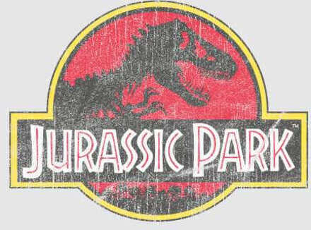 Jurassic Park Logo Vintage Hoodie - Grey - XL - Grey