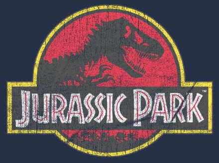 Jurassic Park Logo Vintage Hoodie - Navy - L - Navy blauw