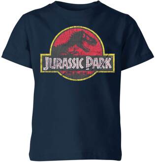 Jurassic Park Logo Vintage Kids' T-Shirt - Navy - 134/140 (9-10 jaar) - Navy blauw