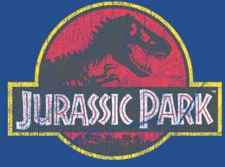 Jurassic Park Logo Vintage Men's T-Shirt - Blue - XXL - Blue