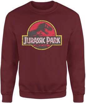 Jurassic Park Logo Vintage Sweatshirt - Burgundy - L - Burgundy