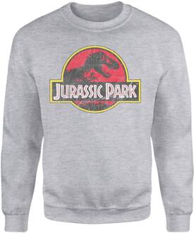 Jurassic Park Logo Vintage Sweatshirt - Grey - L - Grey