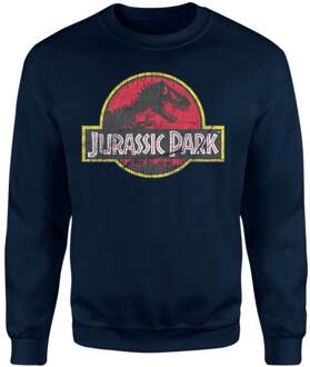 Jurassic Park Logo Vintage Sweatshirt - Navy - L - Navy blauw