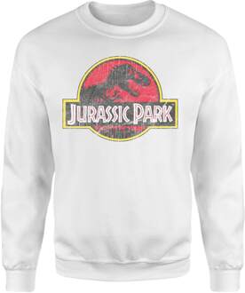 Jurassic Park Logo Vintage Sweatshirt - White - L - Wit