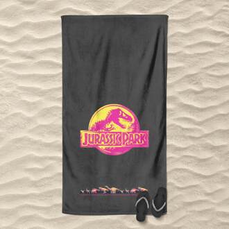 Jurassic Park Neon Logo Beach Towel