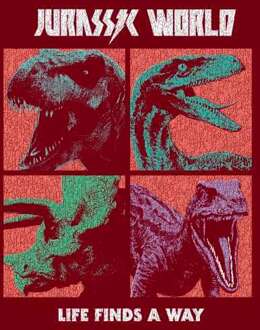 Jurassic Park World Four Colour Faces Hoodie - Burgundy - S - Burgundy