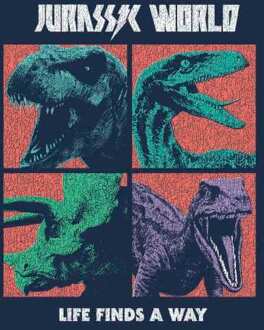 Jurassic Park World Four Colour Faces Hoodie - Navy - L - Navy blauw